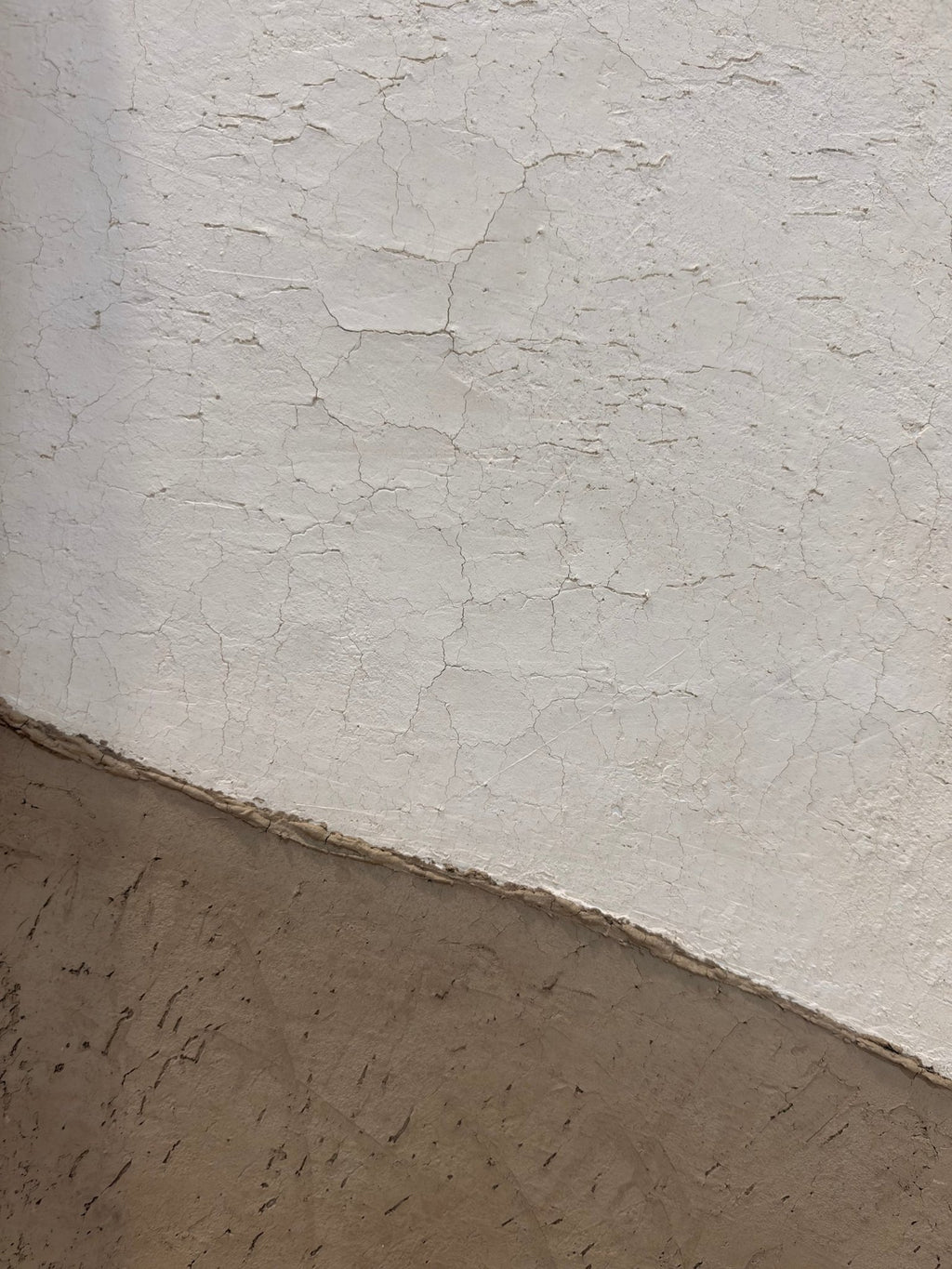 KR 05 Drought handmade plaster wall art, close-up of crackled cream plaster and textured ridge | ACAYA Studio