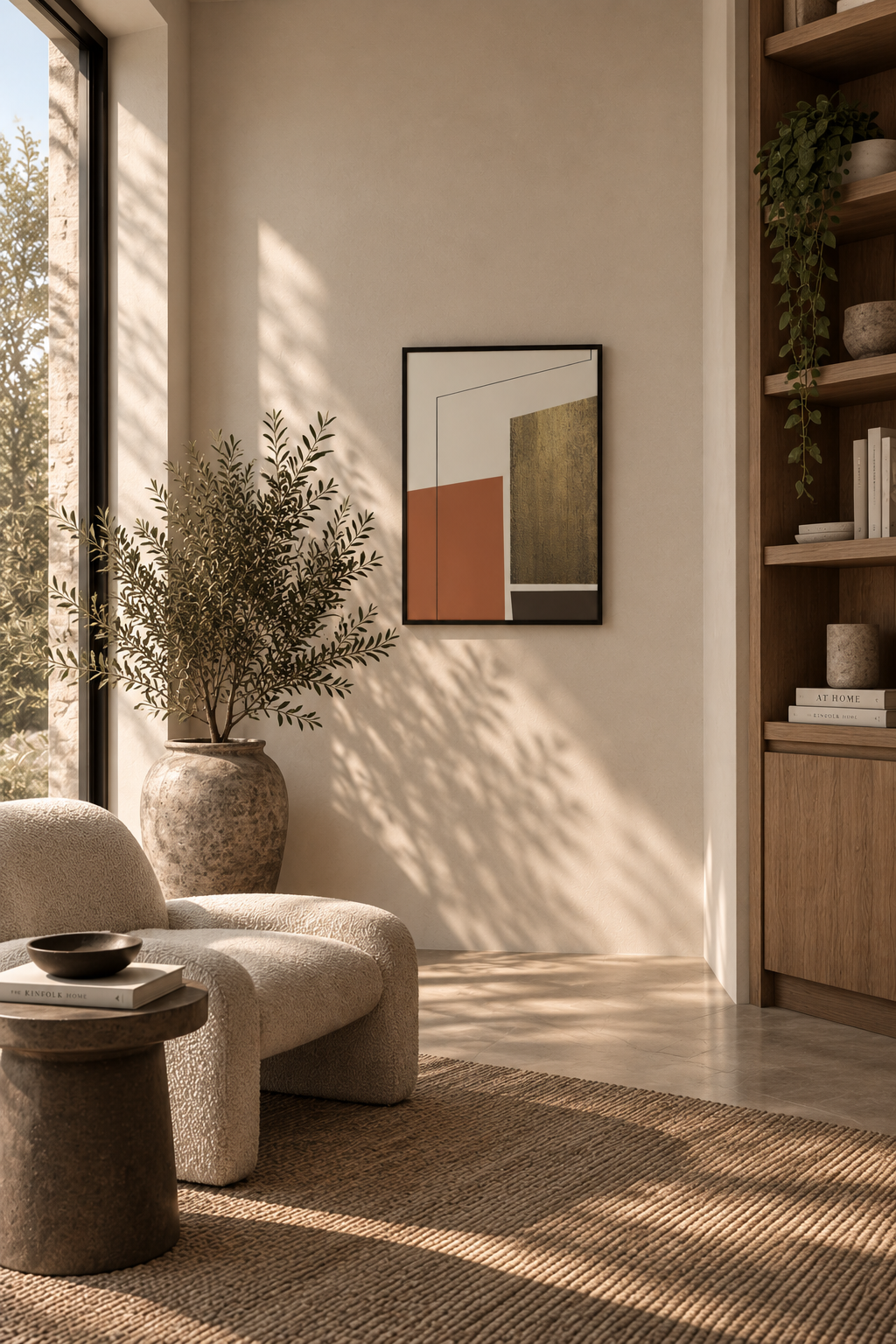 FORM 11 abstract wall art design — hand-drawn architectural line over terracotta and brushed gold | ACAYA Studio FORM Series
