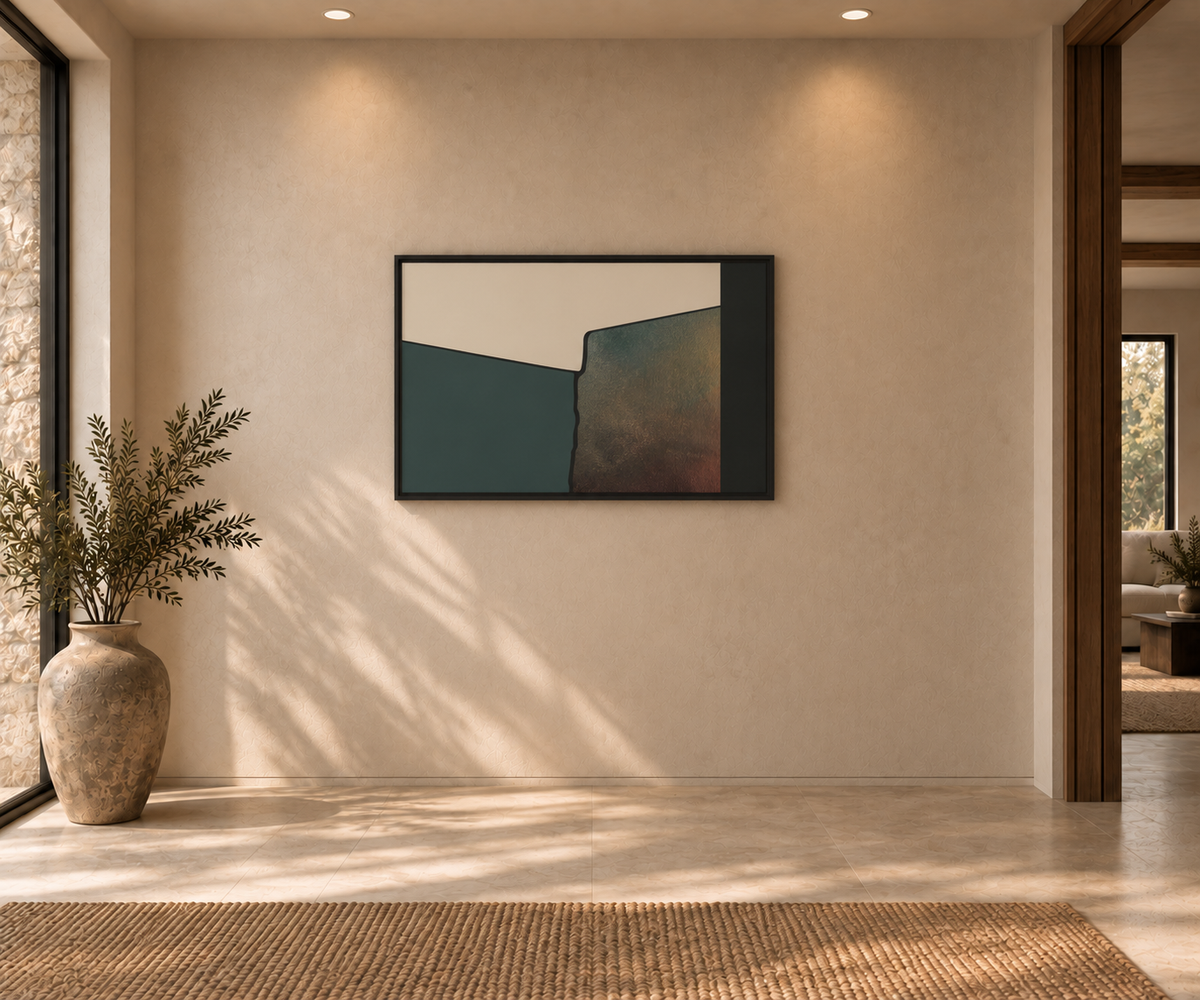 FORM 06 abstract wall art design — forest green meeting a warm metallic gold reveal | ACAYA Studio FORM Series