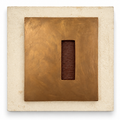 KR 04 Hearth handmade sculptural wall art — raised bronze plane with a recessed oxblood-red void | ACAYA Studio Kruger collection