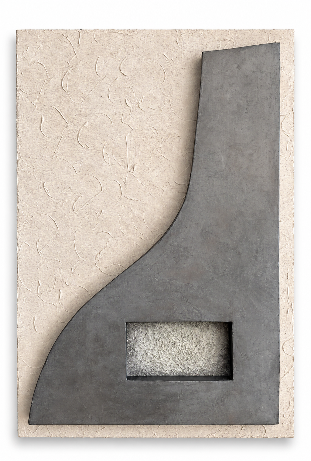TS 04 Mist handmade sculptural wall art — a carved, hand-etched cream field meeting a contrasting plane | ACAYA Studio Tsitsikamma collection