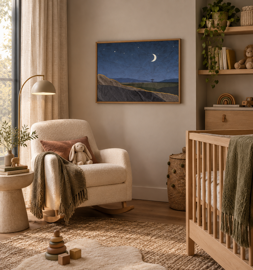 ILANGA 06 – Nightfall Moon & Stars Canvas Wall Art
