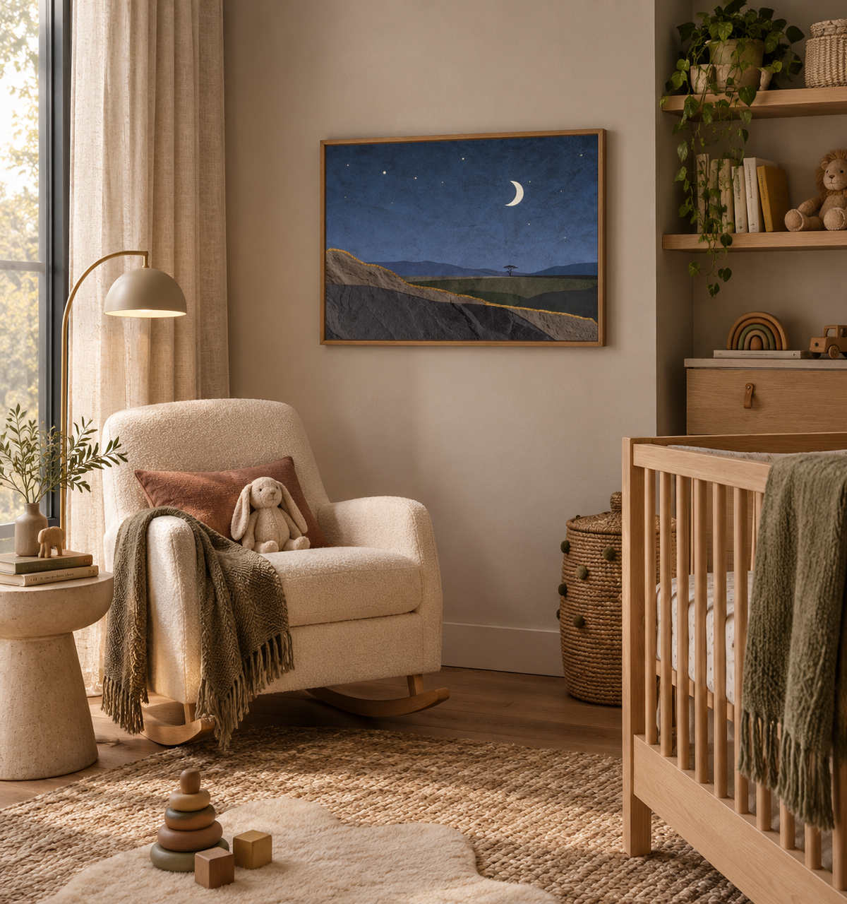 ILANGA 06 – Nightfall Moon & Stars Canvas Wall Art