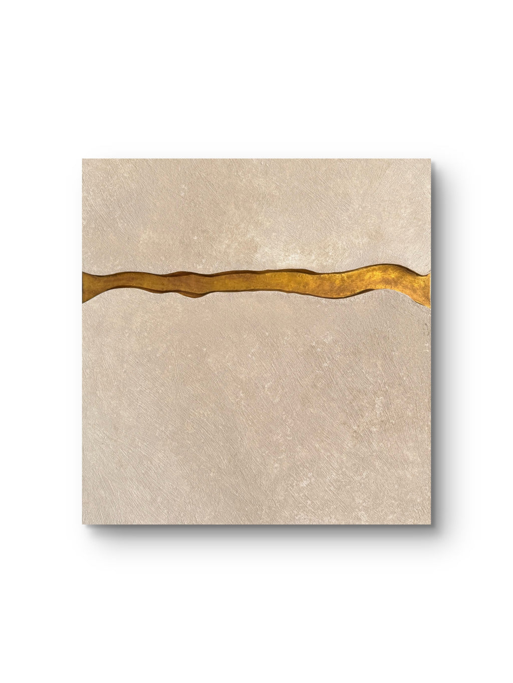KR 01 Canyon I handmade sculptural wall art — two stone-like planes framing an abstract canyon with a metallic reveal | ACAYA Studio Kruger collection