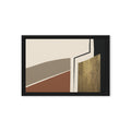 FORM 01 framed abstract canvas print, black frame, 12×18 in — stone and rust ochre bands with a gilded metallic column | ACAYA Studio FORM Series
