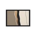 FORM 05 framed abstract canvas print, black frame, 12×18 in — a hand-worked metallic gold seam through taupe and black | ACAYA Studio FORM Series