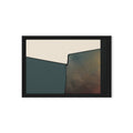 FORM 06 framed abstract canvas print, black frame, 12×18 in — forest green meeting a warm metallic gold reveal | ACAYA Studio FORM Series