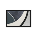 FORM 07 framed abstract canvas print, black frame, 12×18 in — a sweeping curve through indigo, teal, and pale stone | ACAYA Studio FORM Series