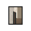 FORM 09 framed abstract canvas print, black frame, 9×12 in — rust-orange fault line through black, cream, taupe, and metallic bronze | ACAYA Studio FORM Series
