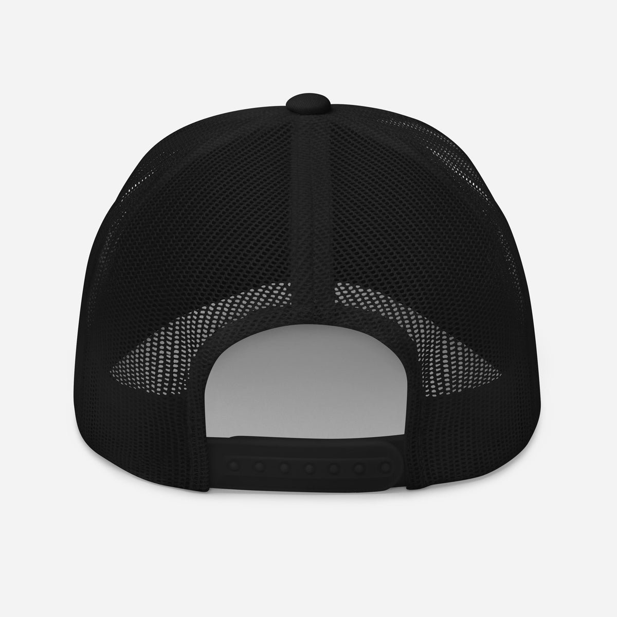 ACAYA Wordmark trucker cap, black, back view — logo hat | ACAYA Studio
