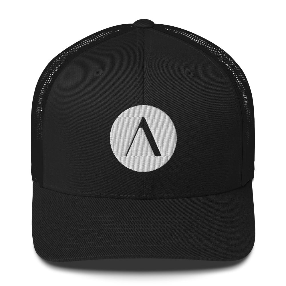 ACAYA Icon trucker cap, black — minimal logo hat | ACAYA Studio