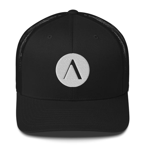 ACAYA Icon trucker cap, black — minimal logo hat | ACAYA Studio