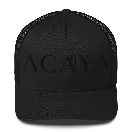 ACAYA Wordmark trucker cap, black — logo hat | ACAYA Studio