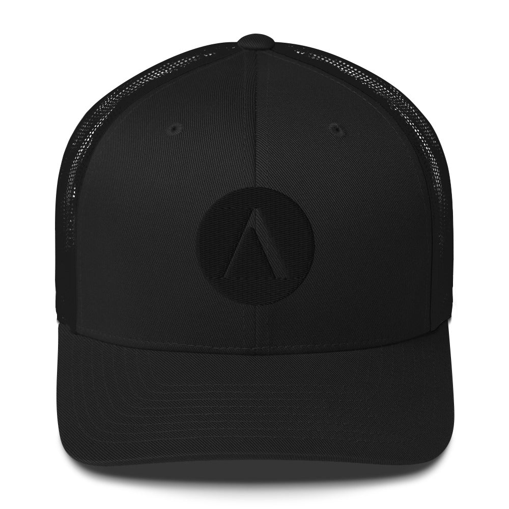 ACAYA Icon trucker cap, black — minimal logo hat | ACAYA Studio