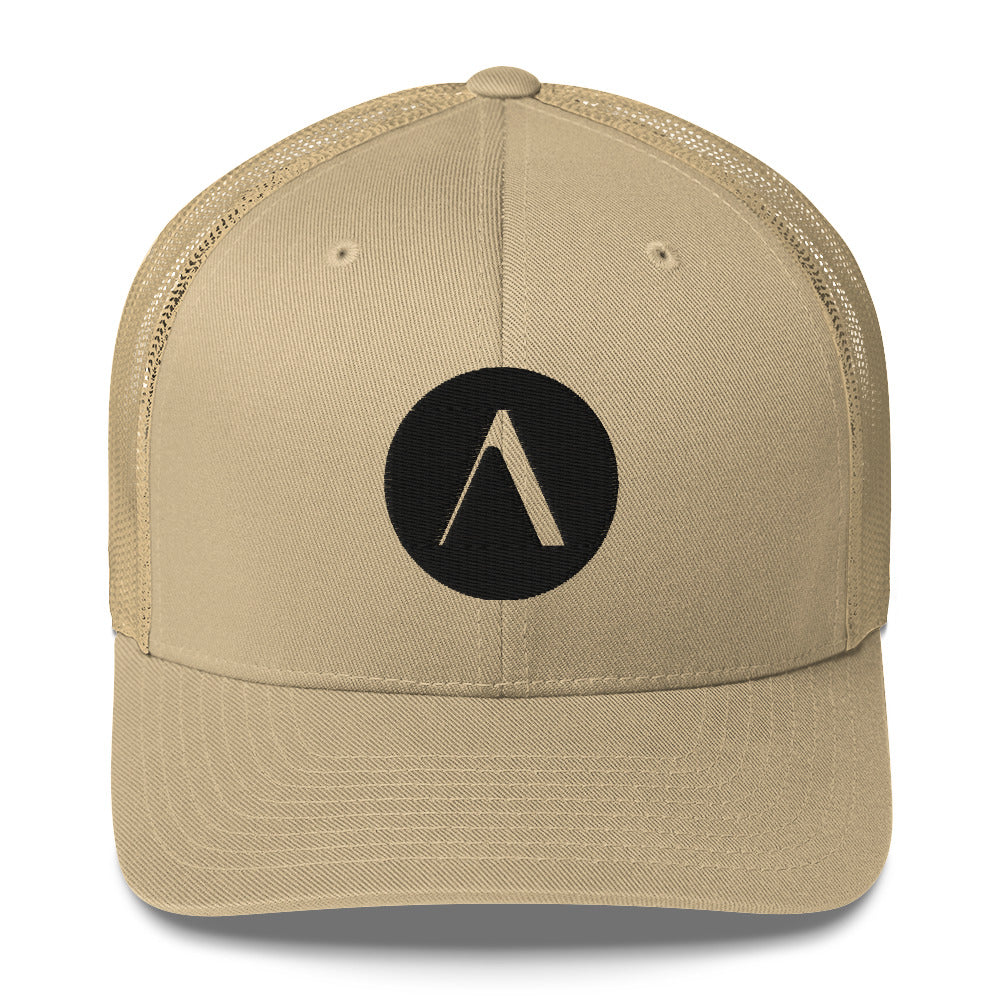 ACAYA Icon trucker cap, khaki — minimal logo hat | ACAYA Studio