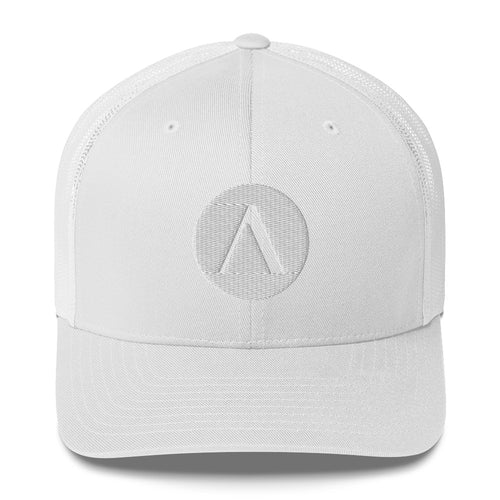 ACAYA Icon trucker cap, white — minimal logo hat | ACAYA Studio