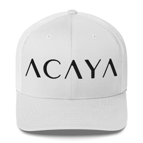 ACAYA Wordmark trucker cap, white — logo hat | ACAYA Studio