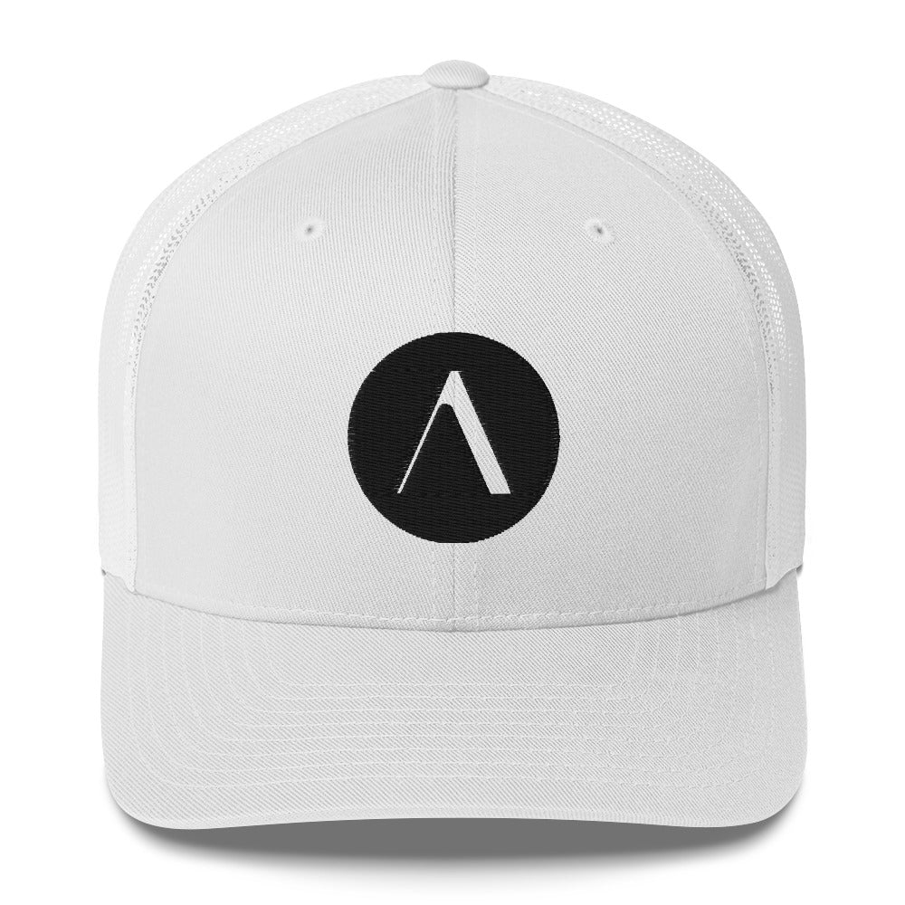 ACAYA Icon trucker cap, white — minimal logo hat | ACAYA Studio